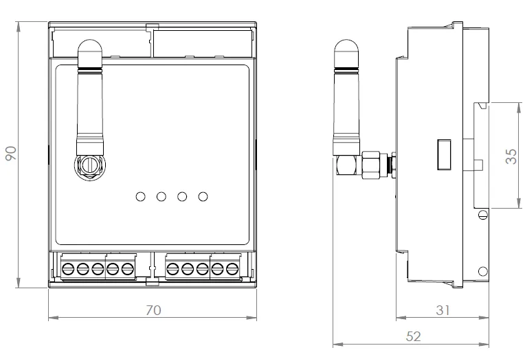 GWU-2: Dimensions in mm
