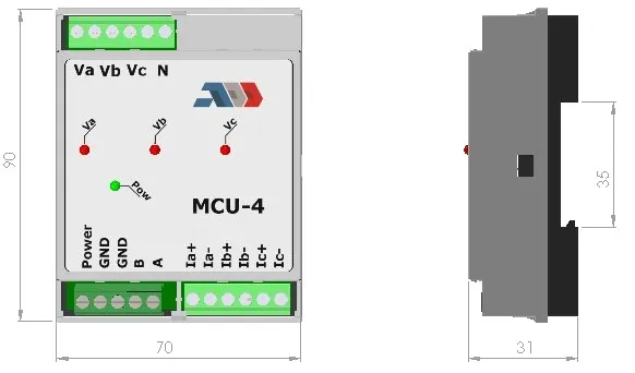 MCU-4: Dimensions in mm