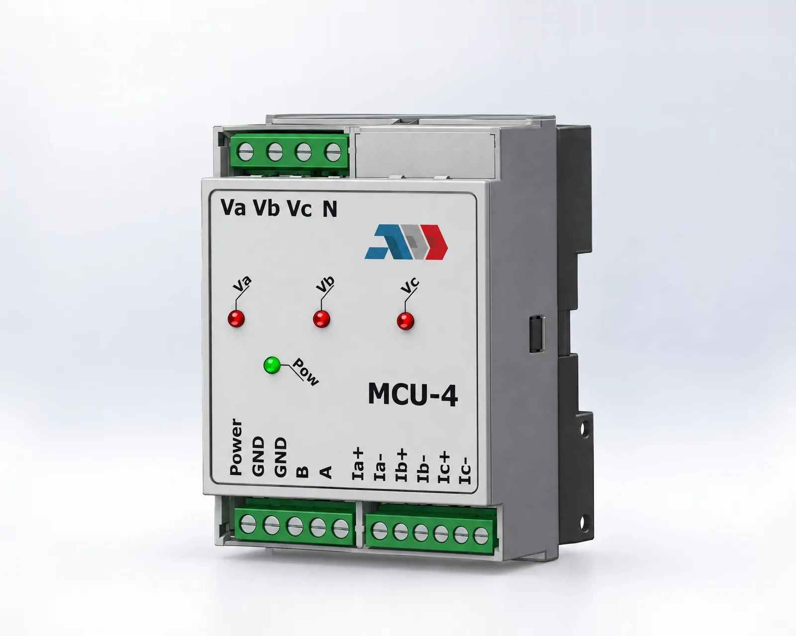 MCU-4 three-phase meter, three-quarter view