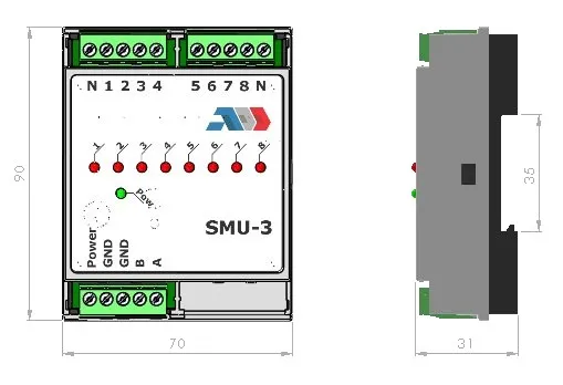 SMU-3: Dimensions in mm